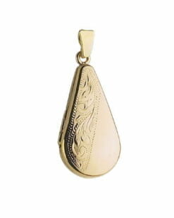 9ct Yellow Gold Half Engraved Teardrop Locket
