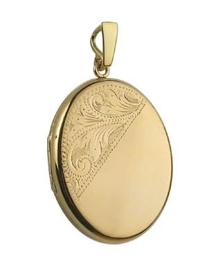 yellow gold half engraved locket