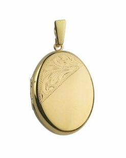 Curteis 9ct Yellow Gold Half Engraved Oval Locket