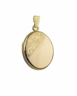 9ct Yellow Gold Small Half  Engraved Oval Locket