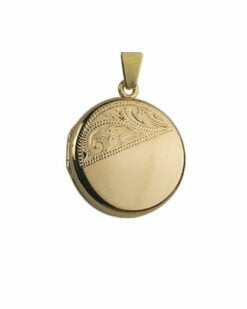 9ct Yellow Gold Half Engraved Round Locket