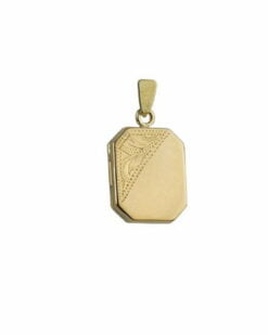 9ct Yellow Gold Half Engraved Rectangular Locket