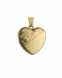 9ct Yellow Gold Small Half Engraved Heart Locket