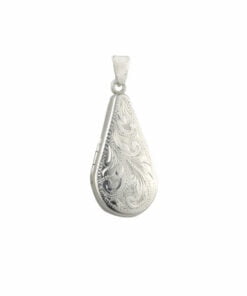 Sterling Silver Full Engraved Teardrop Locket