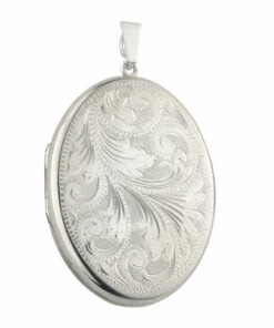 Curteis Sterling Silver Full Engraved Large Oval Locket