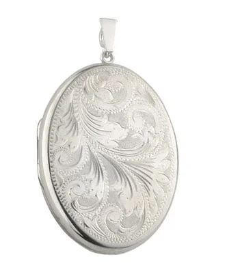 engraved sterling silver oval locket