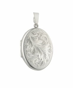 Curteis Sterling Silver Midi Full Engraved Oval Locket