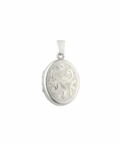 Sterling Silver Small Full Engraved Oval Locket