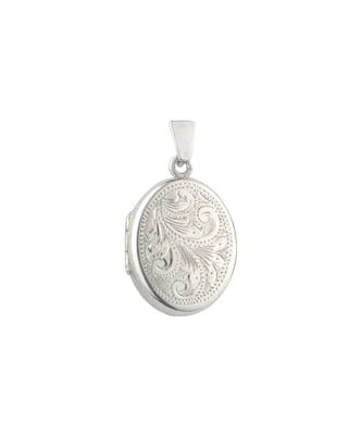 Sterling Silver Small Full Engraved Oval Locket