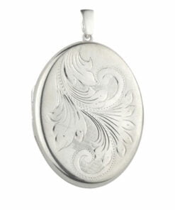 Curteis Sterling Silver Simple Engraved Large Oval Locket