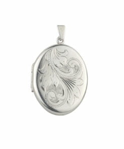 Curteis Sterling Silver Simple Engraved Midi Oval Locket