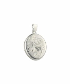 Sterling Silver Small Simple Engraved Oval Locket