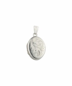 Sterling Silver Mini Simple Engraved Oval Locket