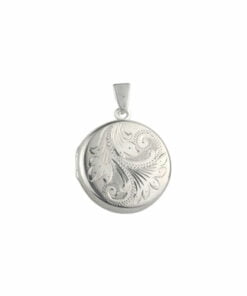 Curteis Sterling Silver Simple Engraved Round Locket