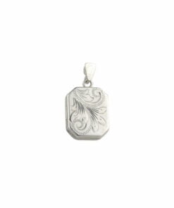 Sterling Silver Simple Engraved Rectangular Locket