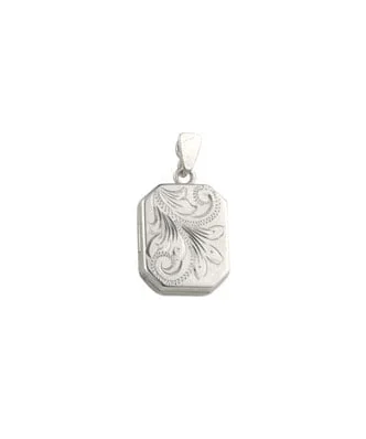 Sterling Silver Simple Engraved Rectangular Locket