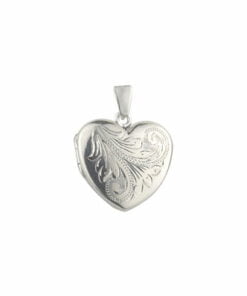 Curteis Sterling Silver Small Simple Engraved Heart Locket