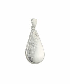 Sterling Silver Half Engraved Teardrop Locket