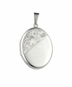 Curteis Sterling Silver Midi Half Engraved Oval Locket