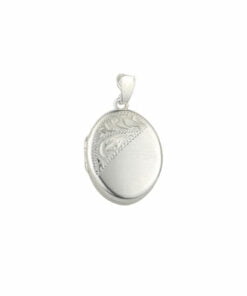Sterling Silver Small Half Engraved Oval Locket