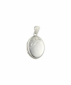 Sterling Silver Mini Half Engraved Oval Locket