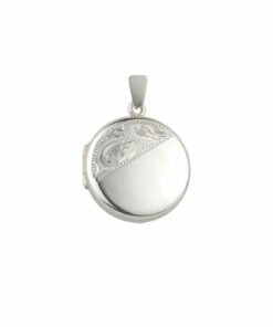 Sterling Silver Half Engraved Round Locket