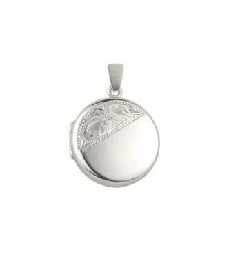Sterling Silver Half Engraved Round Locket