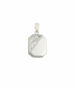 Sterling Silver Half Engraved Rectangular Locket