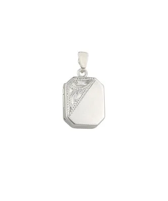 Sterling Silver Half Engraved Rectangular Locket