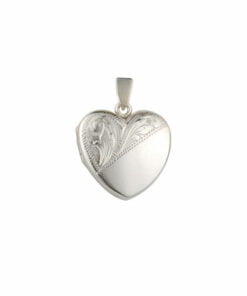 Sterling Silver Small Half Engraved Heart Locket