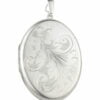 Curteis Sterling Silver Flower Engraved Large Oval Locket