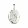 Curteis Sterling Silver Flower Engraved Medium Oval Locket
