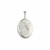 Sterling Silver Small Flower Engraved Oval Locket