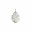 Sterling Silver Flower Engraved Mini Oval Locket