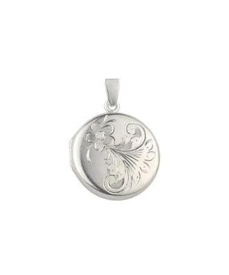 Curteis Sterling Silver Flower Engraved Round Locket