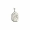 Curteis Sterling Silver Flower Engraved Rectangular Locket