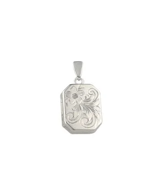 Curteis Sterling Silver Flower Engraved Rectangular Locket