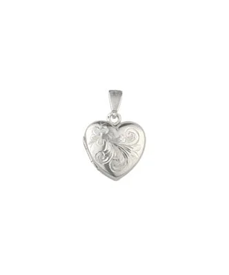 Curteis Sterling Silver Mini Flower Engraved Heart Locket