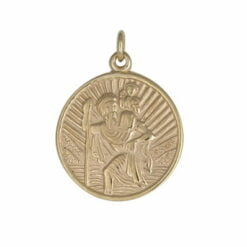 9ct Yellow Gold Medium Round St Christopher Pendant