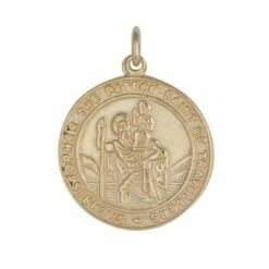 9ct Yellow Gold Large Round St Christopher Pendant