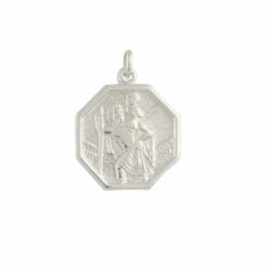 9ct White Gold Small Octagonal St Christopher Pendant