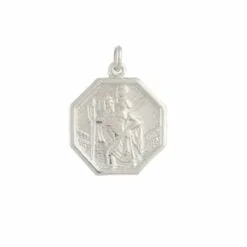 9ct White Gold Small Octagonal St Christopher Pendant