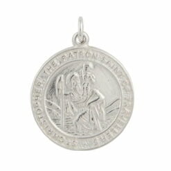 9ct White Gold Large Round St Christopher Pendant