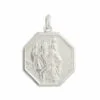 9ct White Gold Medium Octagonal St Christopher Pendant