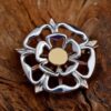 sterling silver and bronze tudor rose brooch