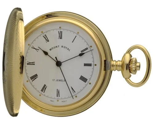 Mount Royal Gold Plated Mechanical 17 Jewels Hunter Pocket Watch