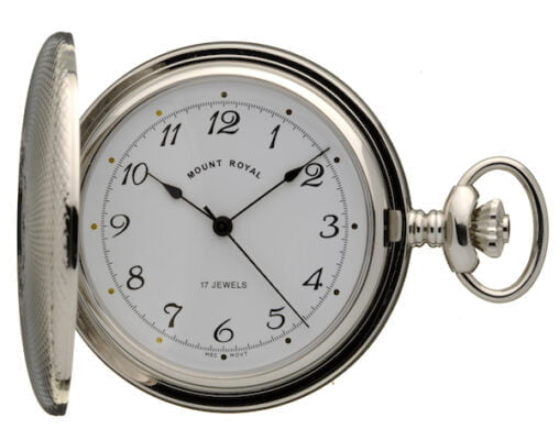 Mount Royal Chrome Plated Mechanical Hunter Pocket Watch