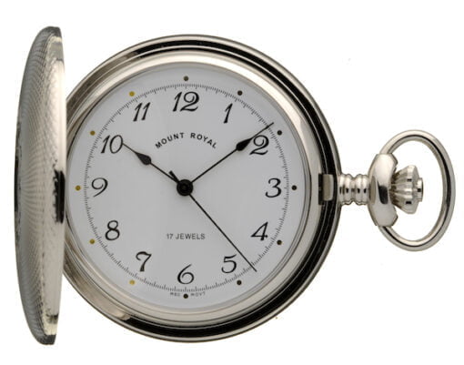 Mount Royal Chrome Plated Mechanical Hunter Pocket Watch
