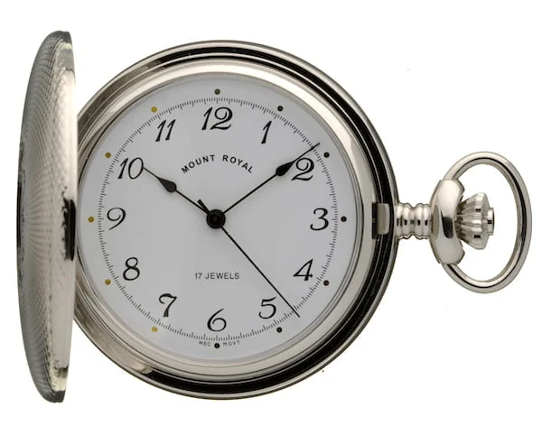 Mount Royal Chrome Plated Mechanical Hunter Pocket Watch