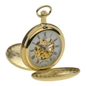 Mount Royal Gold Plated Twin Lid Skeleton Mechanical  Pocket Watch